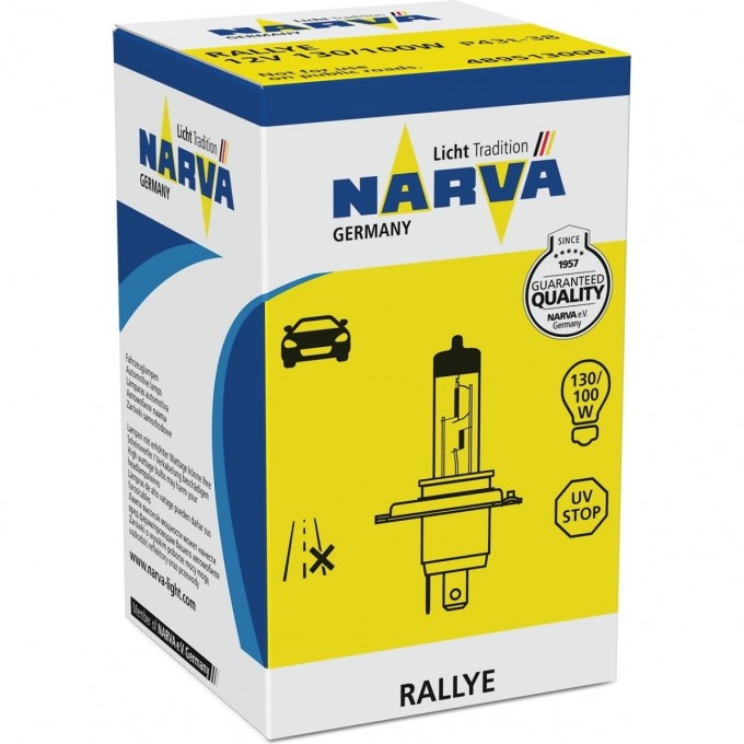 Лампа NARVA RALLYE H4 12V 130/100W P43t 83812969