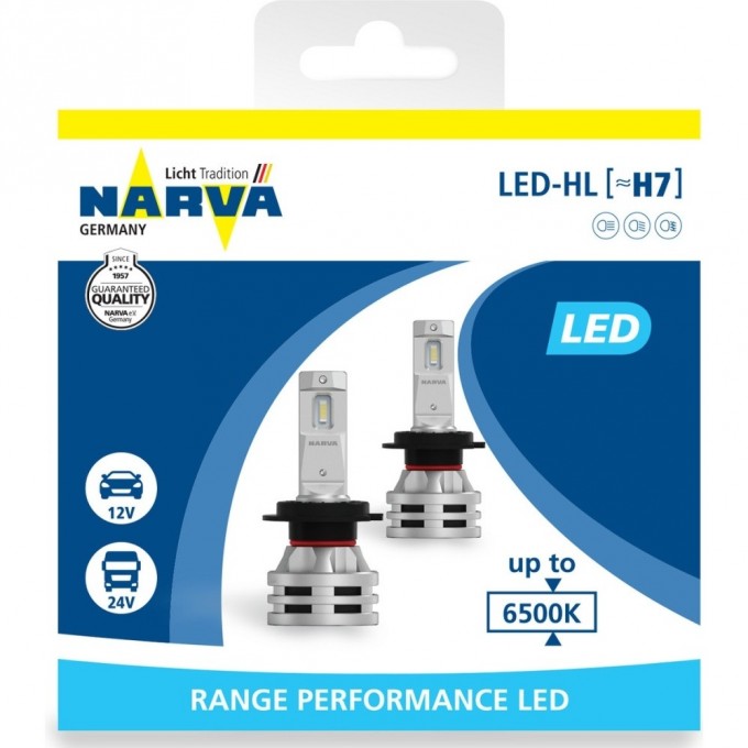 Лампа NARVA RANGE PERFORMANCE LED H7 RPL2 12В-24В 6500К X2 82278559