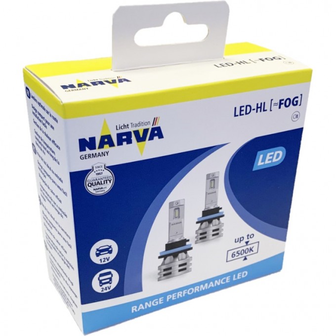 Лампа NARVA RANGE PERFORMANCE LED H8/H9/H11/H16 6500K 24W 12/24V 57194707