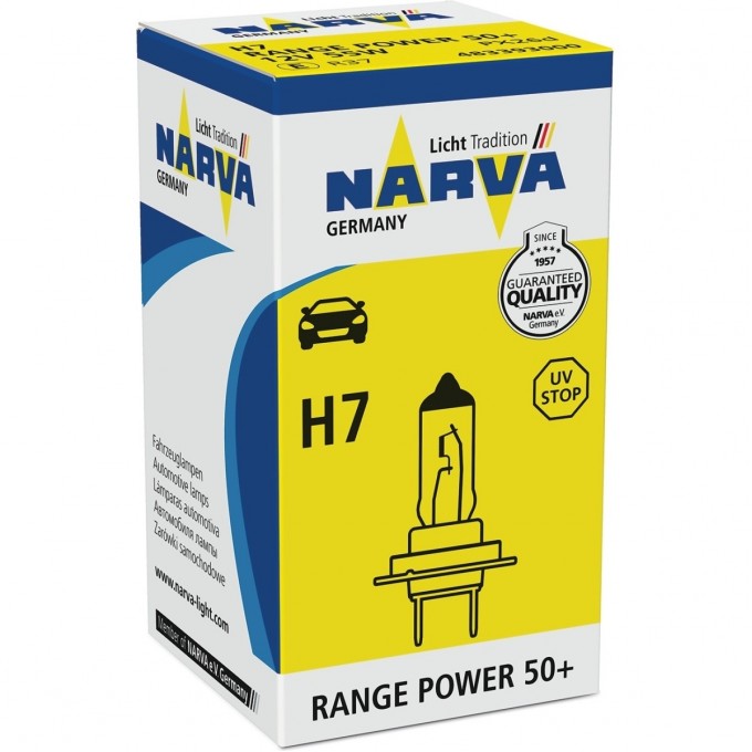 Лампа NARVA RANGE POWER 50+ H7 12V PX26d 55W 47386679