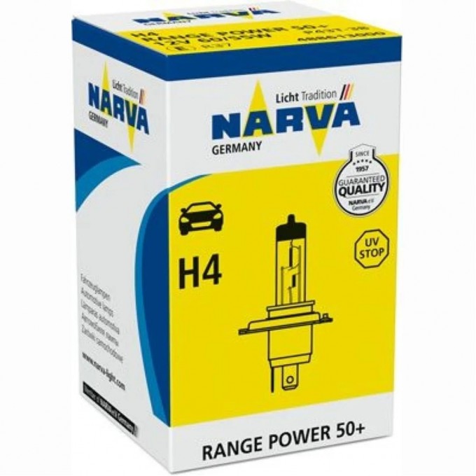 Лампа NARVA RANGE POWER 50+ LIFE H4 12V 60/55W 99980364