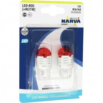 Лампа NARVA W21W LED 12V U30R red 2шт.